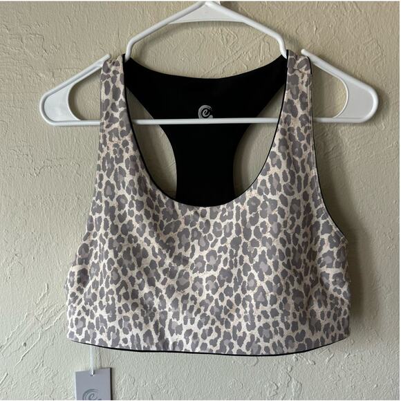 NWT Johnny Was Calme Endurance Reversible (Black/ Animal Print) Sports Bra Sz XL - Picture 1 of 7